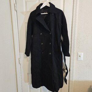 Madewell Womens $378 Oversized Double Breasted Top coat in Black Size 0 NT123